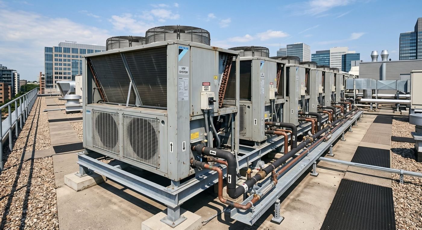 VRF outdoor modules on a roof
